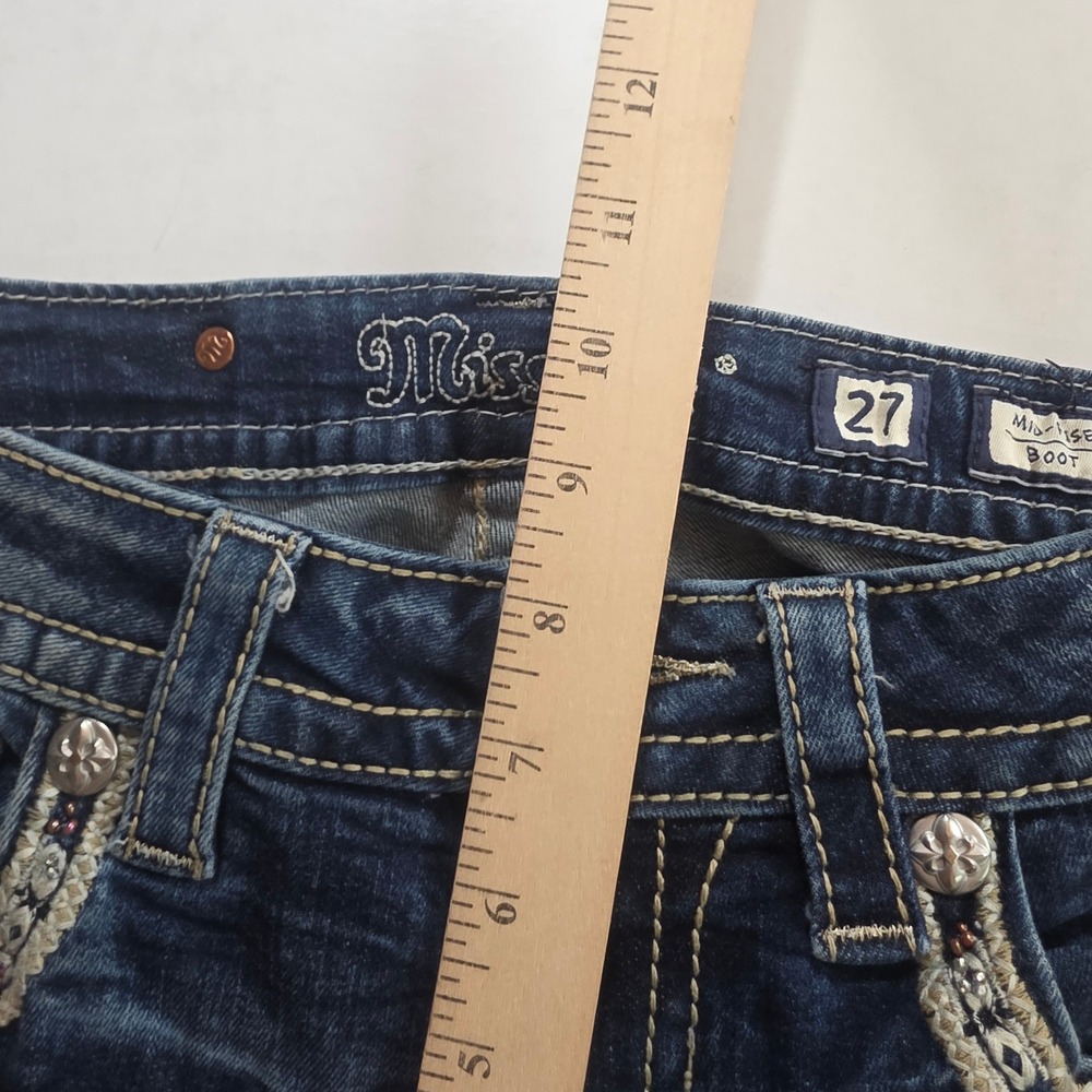 Miss Me Bootcut Jeans Womens 27 Dark Wash Embellished Embroidered MP8739B Y2K - Picture 8 of 16